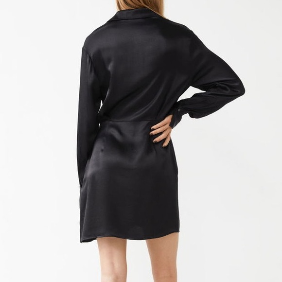 & Other Stories Black Mini Wrap Shirt Dress - Picture 2 of 8